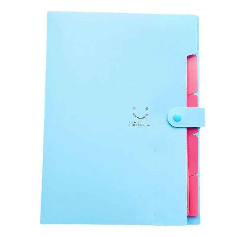 1pc Blue A4 File Folder Multi Layer Storage Bag Student Test Paper Desktop Organizing Tool School Stationery Office Folder Stationery Organizer