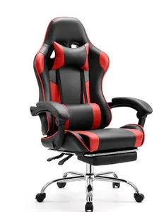 Ergonomic Gaming Chair High Back Office Chair with Lumbar Support and Adjustable Armrests Swivel Racing Chair, Black and Red