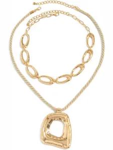 Layered Gold Chunky Cross Necklace For Women Stacked Gold Irregular Geometric Square Pendant Necklace Unique Punk Hip-Hop Oval Hollowed-Out Chain Necklace Fashion Accessories Creative Jewelry For Women