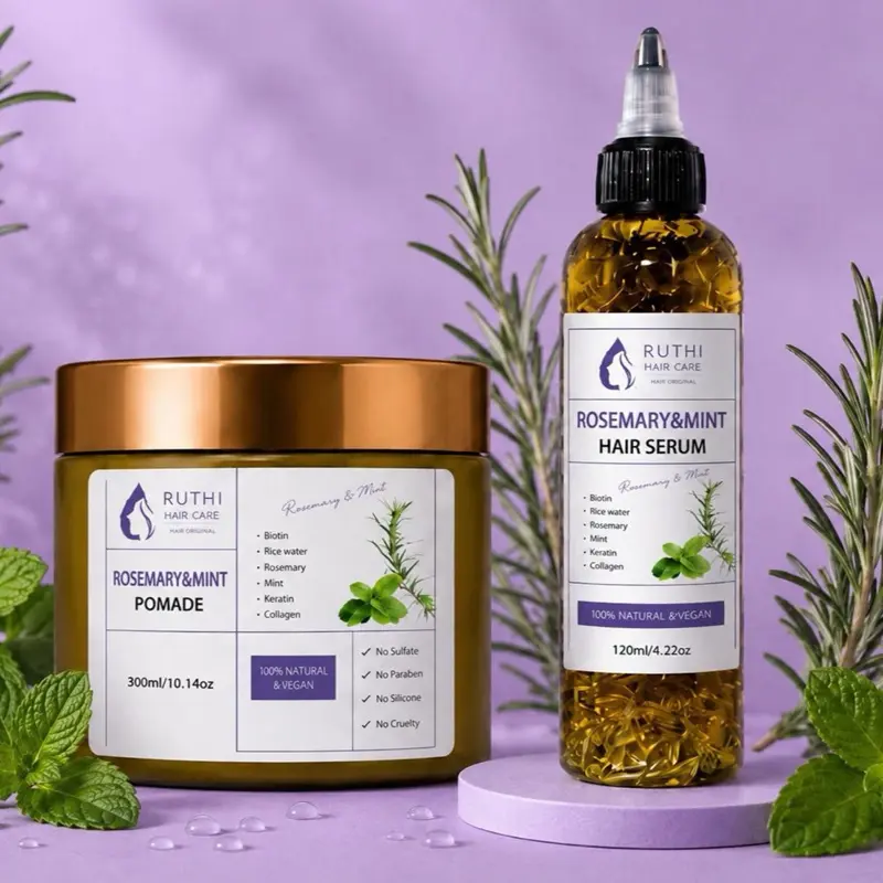 Ruthi Rosemary Growth Duo - Hair Growth Serum & Pomade Bundle for Longer, Thicker, Healthier Hair