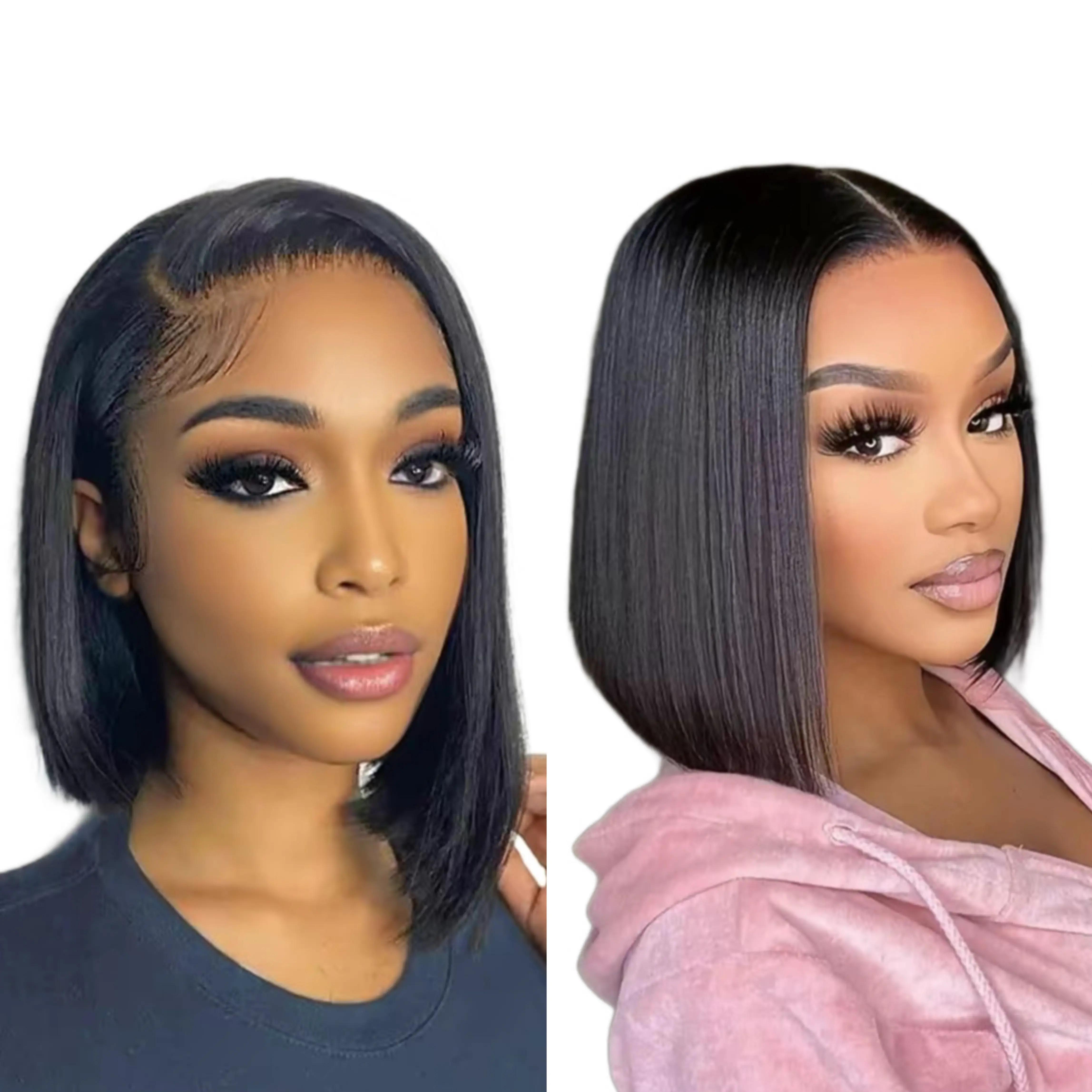 TIKUhair 13X4 Lace Frontal Straight Bob Wig - 99% Human Hair for Beginner Women, Natural Hairline, Natural Looking Hair