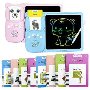 KIDGENIUS Back to School Gift, Bilingual English-Spanish LCD Writing Tablet, Screen-Free Eye Protection Drawing Board, 225 Flashcards with 510 Words, Phonics & Visual Cards, Mess-Free Interactive Toy for Kids 3+,summerwins
