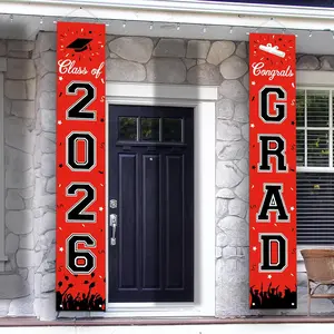 2026 Graduation Decorations, Graduation Banner Class of 2026,  Congratulations/Congrats Grad Banner for Door and Porch, Party Decor - Red