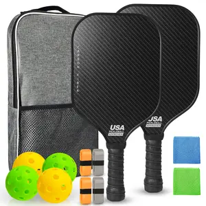 Pickleball Paddles, 2 pickleball paddles, USAPA Approved, Fiberglass, Carbon Fiber Pickleball Racket with 4 Indoor Outdoor Pickleball Balls and A Pickleball Bag, 4 pieces of pickleball grip tape, 2 pieces of sports towels