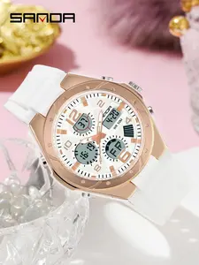 Sanda Women's Fashion Sports Alarm Clock Multi-Function Electronic Watch, 5atm Waterproof Timepiece for Active Lifestyle, Sporty Waterproof Watch, Waterproof Multifunctional Watch, Fashionable Watches, Analog Digital Watch