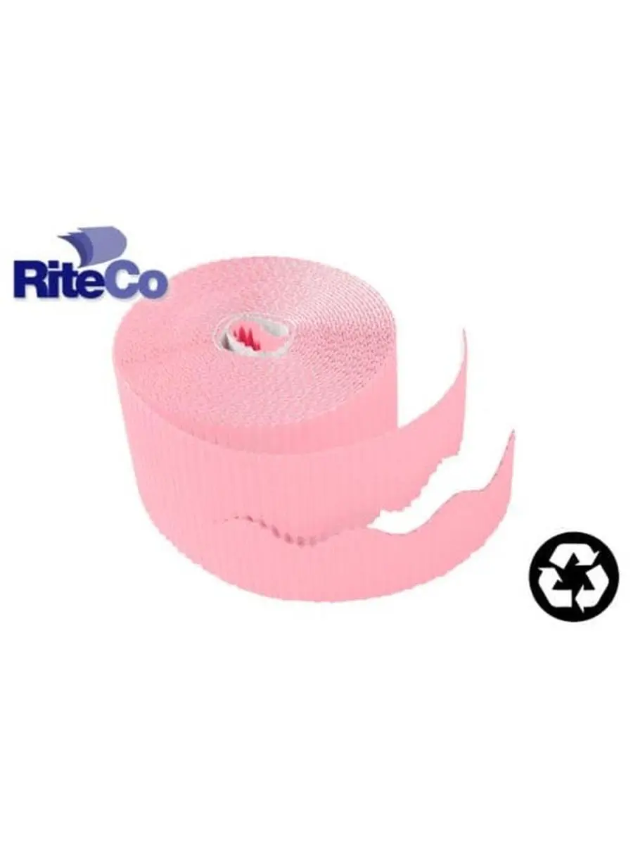 RiteCo Raydiant Riteco Trim-It Corrugated Scalloped Decorative Border. Two .25 In. X 50 Ft. Strips Per Roll Pink, 6 Rolls