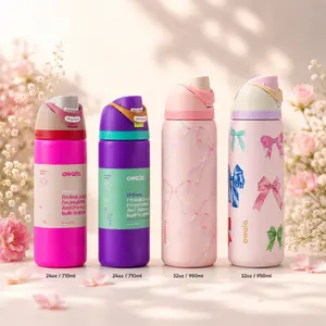 Cute Owala FreeSip Bottle 24oz & 32oz Double Wall Insulated Water Bottle BPA Free Straw Lid Gym School Travel Aesthetic Design