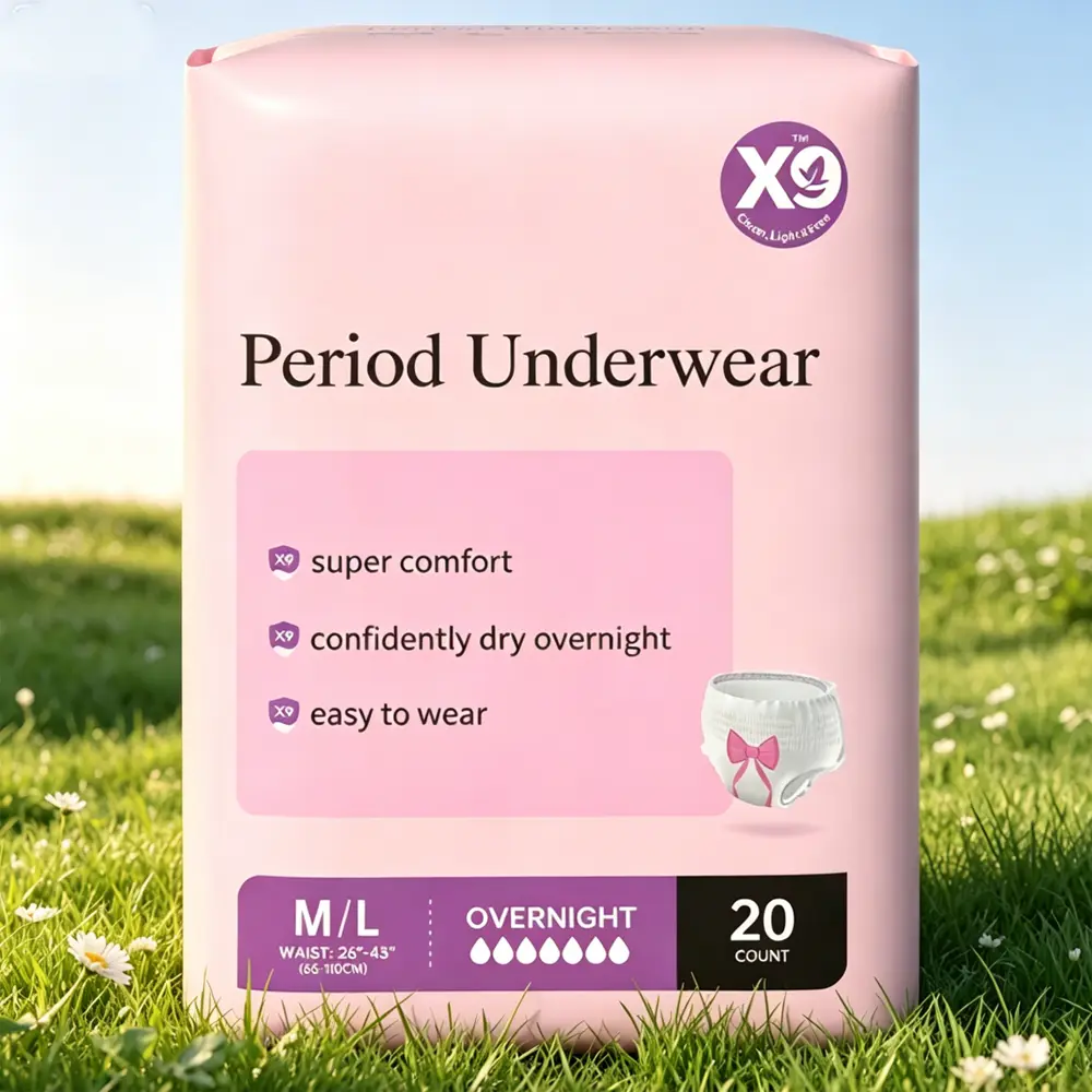 X9 Women's The All-Nighter Plus Size Disposable Overnight Pull-Ups - Dual Absorbent Core, Leak-Free, Odor Protection, Multi-Pack, M/L Size, 20 Ct (Menstrual & Adult Sleep Underwear with Pads Functionality)