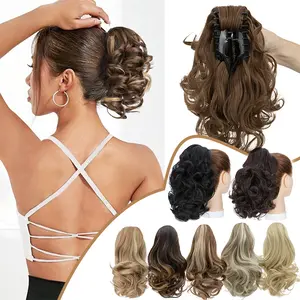 12 Inch Black Highlight Ponytail Extension - Soft Wavy Pony Tails Hair Extensions Claw Clip Ponytail Extension Short Hair Extensions Ponytail Heat Resistant Synthetic Fiber Hair Pieces For Women