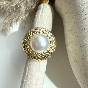 Elegant Chunky Adjustable Pearl  Ring