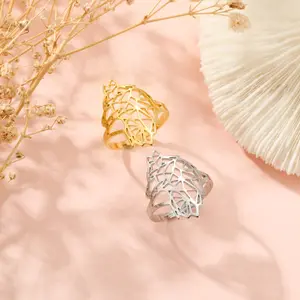 TEAMER Adjustable Wolf Head Ring Norse Viking Stainless Steel Lion King Finger Ring Animal Head Jewelry for Women Men