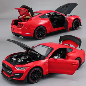 1:24 Mustang GT500 Alloy Sports Car Model Die-cast Metal Racing Car Model Sound and Light Children's Toy Gift