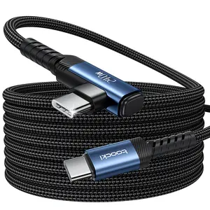 Toocki [6.6ft/10ft 2pcs] 240 Max USB-C to USB-C Fast Charging Data Cable Elbow Design for Gaming and Entertainment, Does Not Obstruct Hands, Suitable for Mobile Phones, Laptops, and Other Devices with Type-C Interface Type C Portable Protection