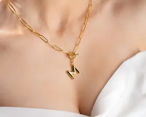 14k Gold Filled Paperclip Chain Initial Necklace Personalized Jewelry for Her Birthday & Bridesmaid Gifts Elegant & Durable Design