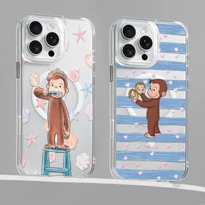 Magnetic for iPhone 17/16/15/14/13/12/11 Xs Pro Max Plus AIR Case, Curious George Case Compatible with MagSafe, for Samsung S22/S23/S24/S25/PLUS/ULTRA/FE phone casing Transparent shockproof protective case