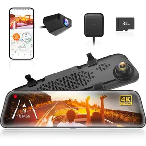 G840S 12" 4K Mirror Dash Cam Backup Camera, 5.8GHz WiFi  Rearview Mirror for  & , Front and Rear View Dual Cameras, Night Vision, Parking Assistance, Included 32GB Card & GPS