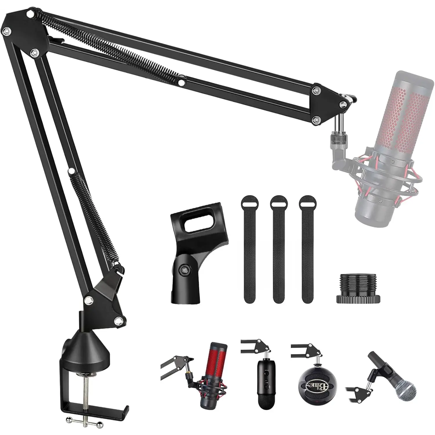 Microphone Arm, AK-35 Microphone Desk Stand-Microphone Suspension Boom Scissor Arm Stand For Blue Yeti,Blue Snowball iCE,QuadCast,Elgato