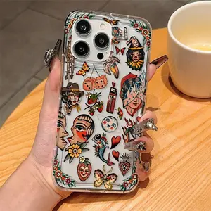 Vintage Collage Pattern Phone Case, Decorative Phone Protector Cover, Phone Accessories Compatible with iPhone 6 7 8 X 11 12 13 14 15 16 17 Pro Max