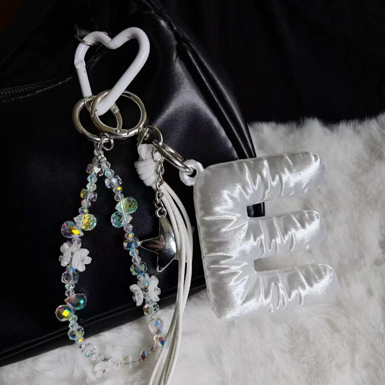 Women's Handcrafted 3D Printed Heart Monogram Keychain - Custom Initial Letter Bag Charm, Personalized Fashion Accessory, Birthday Ideas