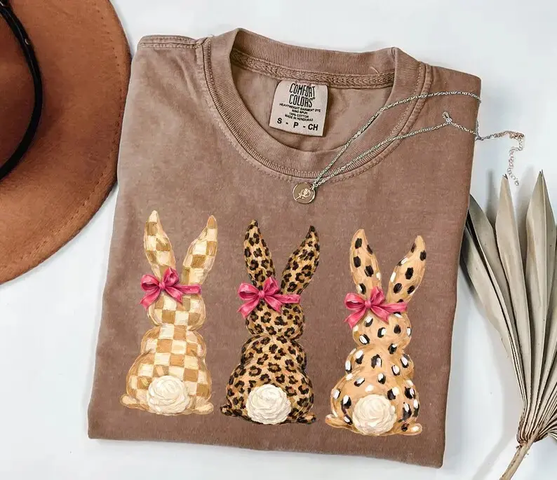 Comfort Colors Western Easter TShirt, Leopard Bunny T-Shirt, Happy Easter Gift, Cute Rabbit T-Shirt,Easter Party TShirt, Leopard Bunny Easter Tee