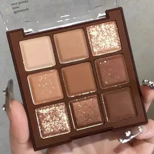 Brown 9-Color Eye Shadow Palette, Eyeshadow Makeup, Shimmer Matte, Matte And Glitter, Easy Application, Perfect for Daily Use, Parties, Birthdays, Weddings