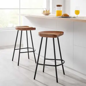 Modway Concord Backless Wood Counter Stools - Set of 2 in Walnut