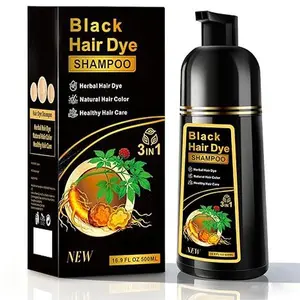 Black Hair Dye Shampoo 3 in 1 for Gray Hair, Herbal Ingredients Natural Color Shampoo Hair Dye for Women Men
