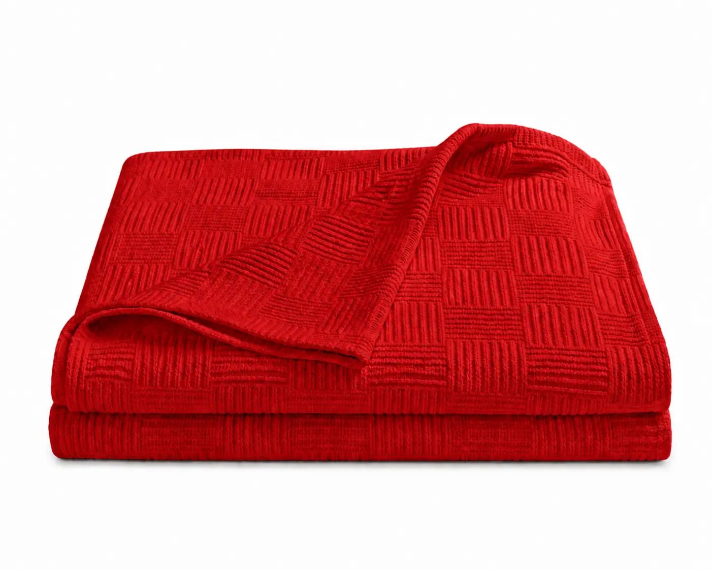 PARK & OZ Turkish Cotton Coverlet, 79 x 91 Inches, Checkerboard Textured Bedspread, Breathable Tightly Woven Bedding Layer, Made in Turkey (TERRACOTTA)