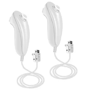 Nunchuck Controller, 2 Pack Nunchuck Controller Replacement for wii Nunchuck Controller Joystick Gamepad, Compatible with  Wii & Wii U Console (2PCS White)