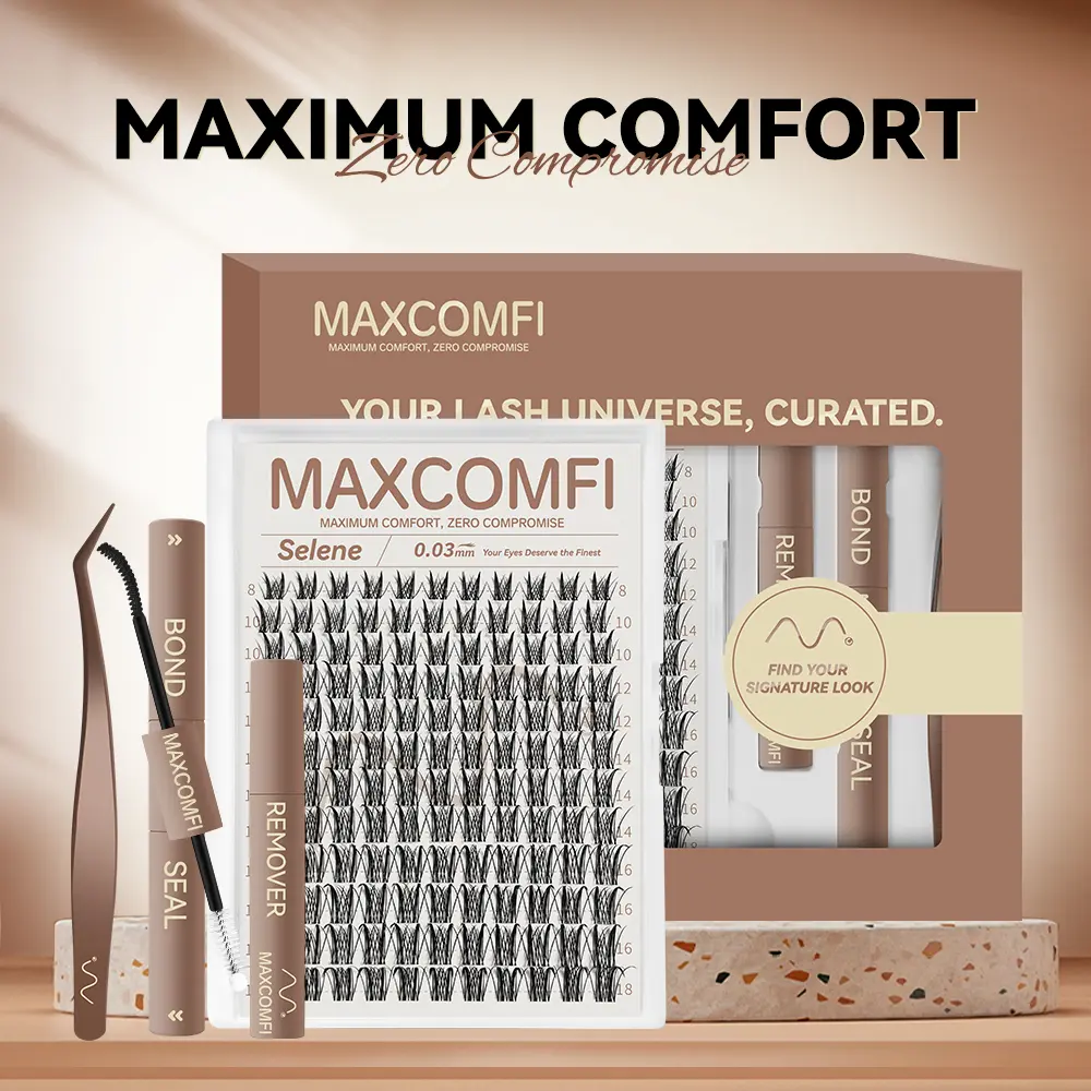 MaxComfi SELENE & APHRODITE Manga Lash Clusters - Gentle Cosmetic Eyelash Extensions, Long-Lasting Waterproof Super Soft DIY Lashes with Thin Band for Natural Airy Cute Look, Beauty Product