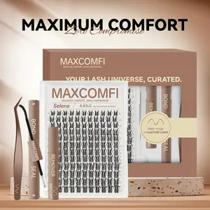 MaxComfi SELENE & APHRODITE Manga Lash Clusters - Gentle Cosmetic Eyelash Extensions, Long-Lasting Waterproof Super Soft DIY Lashes with Thin Band for Natural Airy Cute Look, Beauty Product