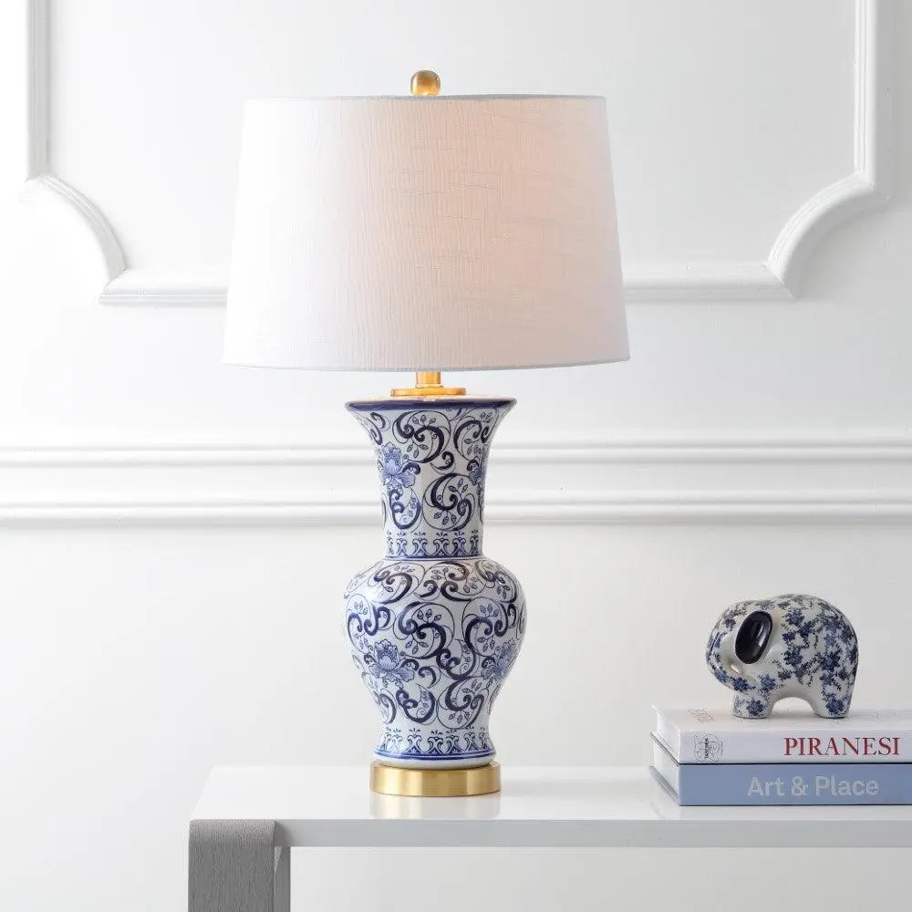 JONATHAN Y Leo Chinoiserie Energy-Saver LED Table Lamp - Indoor Decorative Light, Chic Bedroom House Decor Accessory for Nightstand, Living Room