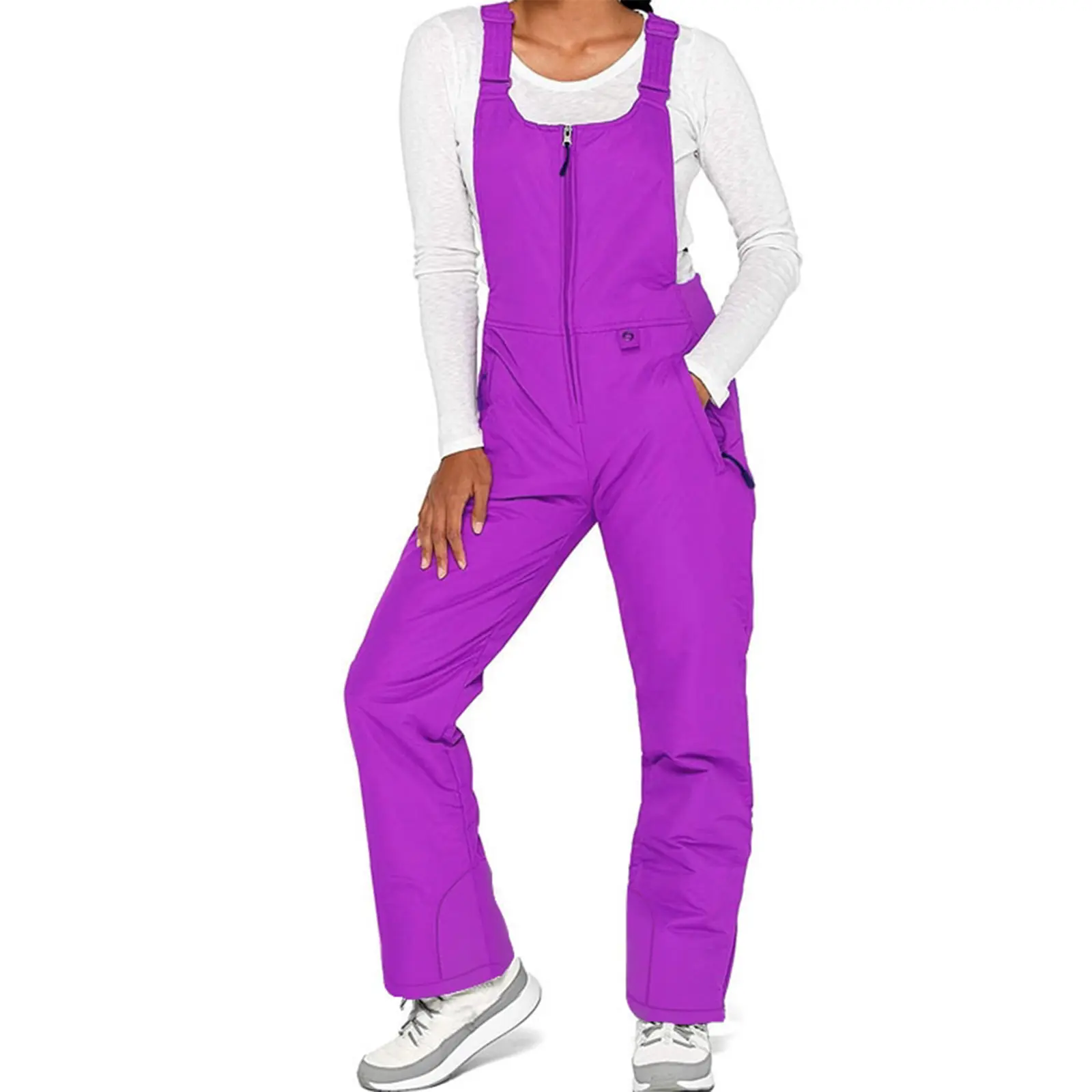 Urban Women Winter Snow Bibs Waterproof Insulated Snowboard Overalls, Ripstop Ski Pants Sleeveless Jumpsuit, Chilly Day, Cold Weather, Comfy Cozy, Knitted Chic, Travel Outfit, Seasonal, Holiday Outfit, Warm Layer