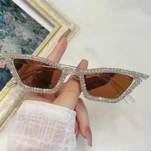 Y2K Rhinestone Cat Eye Sunglasses - Retro Shiny Shades for Music Festival, Party, Club - Unisex