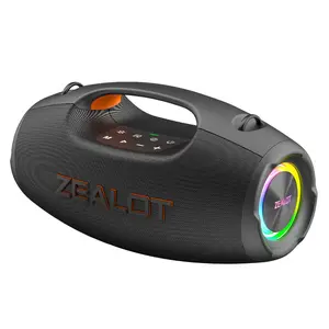 ZEALOT Home Entertainment Wireless Bluetooth Speaker, 60W HD Stereo Deep Bass, IPX6 Waterproof, RGB Lights, 10H Playtime, Portable Handle, Portable Waterproof Speakers for Home Theater Outdoor Party Camping Beach Gym