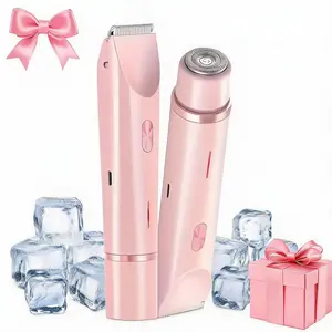 Dual Head Shaver for Women, Bikini Trimmer & Facial HairRemover, 2-in-1 Electric Razor for Bikini Line, Underarms,Legs & Face, Gentle Precision Blades, Skin-Friendly, Water-Resistant, Portable Rechargeable Grooming Tool