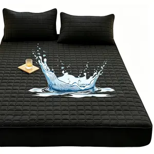 Waterproof Bed Sheet , Deep Pocket Non-Slip GripElastic Fitted Sheets with Pillowcases, Ideal for Seniors,Pets, Adults Bedroom Accessories