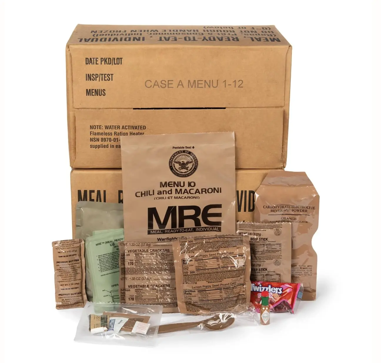 VIRAL 2026!!! Inspection MRE, U.S. MRE Meals, Emergency Supplies, Emergency Food Supply, Survival Food, Freeze Dried Food w/Flameless Heater, Ready Meals (Variety Pack of 24) – (A & B Case Fresh Stock) MREs have 10 Year Shelf Life From Inspection Date