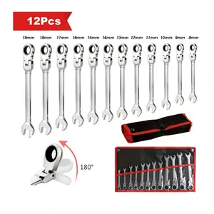 NANWEI 12pcs Metric Combination Wrench Set, Dual-purpose Ratchet Wrench Set, 8-19mm, Made Of Chrome Vanadium Steel, Suitable For Car Maintenance And Home Maintenance, Comes With A Rolling Storage Bag, Ideal For Everyday Use And As A Gift.