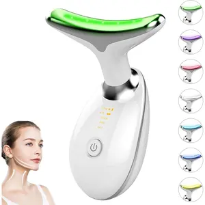 Red Light Therapy for Face, 3 in 1 Face Lift Device, Skin Beauty Device for Face and Neck, Portable Electric Face Massager with 7 Color LED (White)