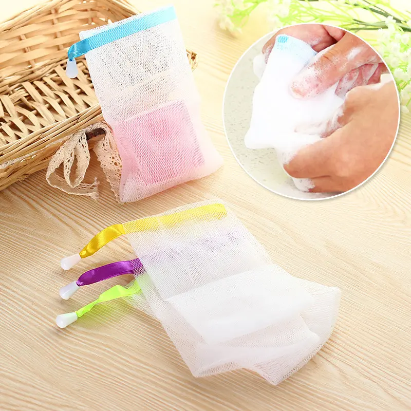 10-Count Adjustable Collapsible Hanging Drawstring Mesh Soap Saver Bags - Durable Eco-Friendly Bathroom Beauty Storage Bags, Hang-to-Dry Accessories for Face Cleansing, Impurity Removal