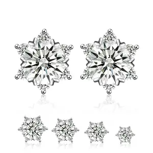 Moissanite 0.5ct-3ct Ice Crystal Snowflake Earrings, Sparkling Icy Shine, Winter Refined Jewelry,  Earrings Accessories,  Chic Fashion Jewelry, Fashion Pairings, Christmas Must-Have Stud Earrings, A Romantic Gift for Any Occasion