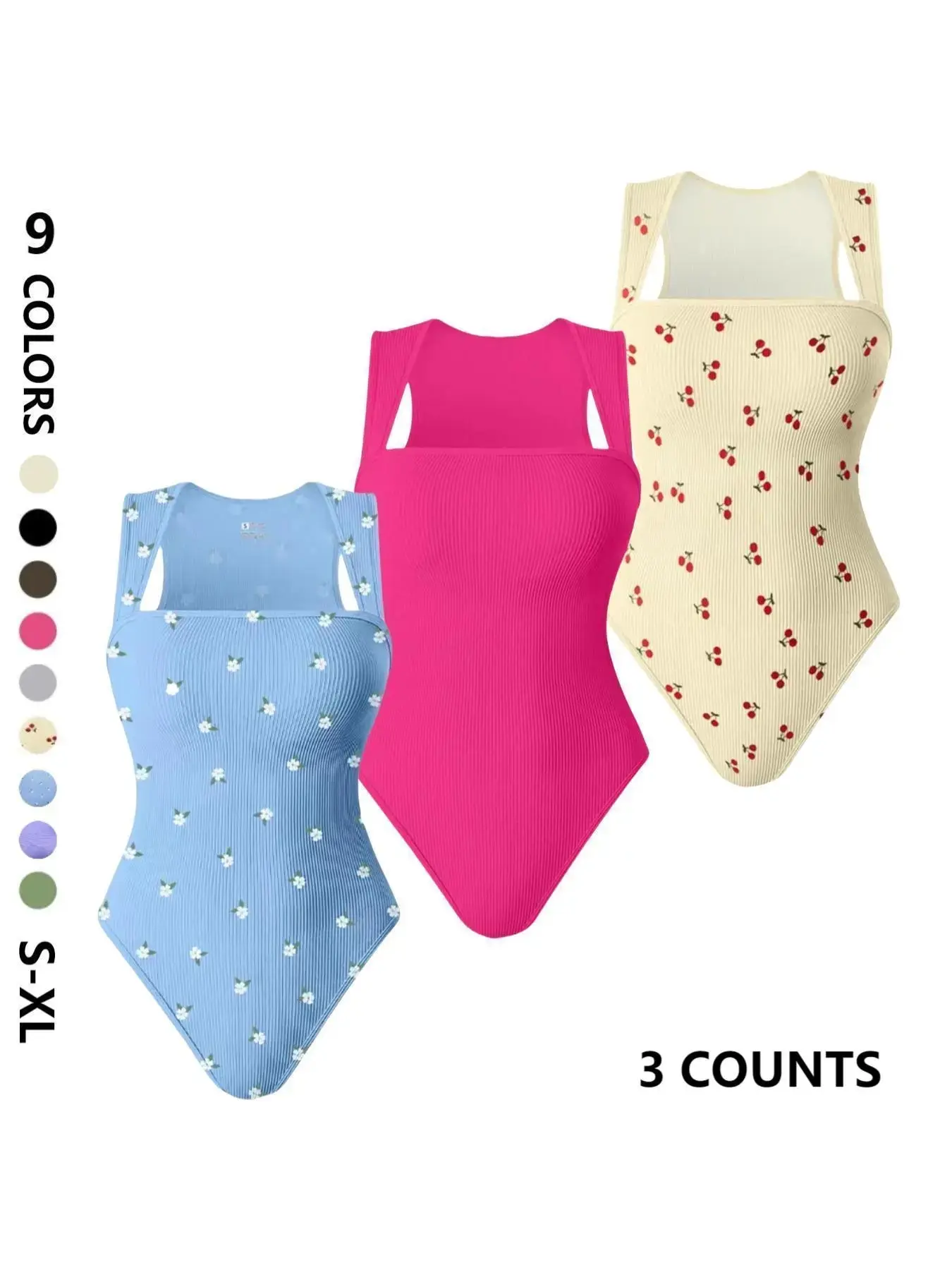 Women's Floral Print Racerback Shapewear Bodysuit Tummy Control Butt Lift Compression Shapewear for Daily Wear Fitness Casual Ladies Body Shaper