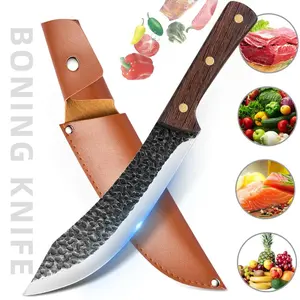 Hand Forged 8.5" Butcher Cleaver, High Carbon Steel Meat Chopping Knife with Ergonomic Handle, Ultra Sharp Chef Knife for Kitchen, BBQ & Outdoor Cooking