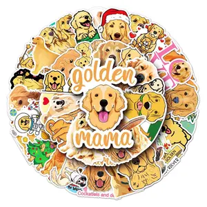 50pcs Cute Cartoon Golden Retriever Pattern Sticker, Waterproof Graffiti Decorative Sticker For DIY Skateboard, Phone Case, Cellphone, Smartphone, Casing, Stationery, Water Bottle, Scrapbook, Accessories