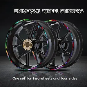 16PCS  Colorful Laser Sports Style Car Stickers Vinyl Decals  Waterproof and Sunscreen Durable  Suitable for Motorcycle Wheels  Locomotive Tires Personalized Modification Decorative Stickers  A Must for Vehicle External Modification Enthusiasts