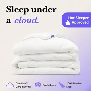 Cushion Lab | TruFiber Comforter — Sleep Under a Cloud — Cooling Bamboo Comforter for Hot Sleepers, Self Temperature Regulation for Year-Round