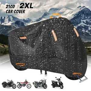 210D Heavy Duty Small Motorcycle Cover, All Season Durable Waterproof Outdoor Protective Scooter Cover with Locking Hole Storage Bag, Additional Storage Bag for easy storage when the cover is not in use