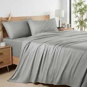 【MothersDay Gift】Bamboo-Derived Sheet Set – 3/4-Piece, Cooling & Breathable, Hotel-Style Ultra-Soft, 16" Deep Pocket, Wrinkle-Resistant & Fade-Resistant bed accessories natural fabric tiktokshopspringglowup summervibes