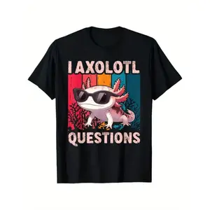 I Axolotl Questions Retro Graphic T-Shirt for Men and women – Fun Casual Short Sleeve Tee with Bold Colorful Design, Round Neck, Soft Stretch Fabric, Perfect for Summer